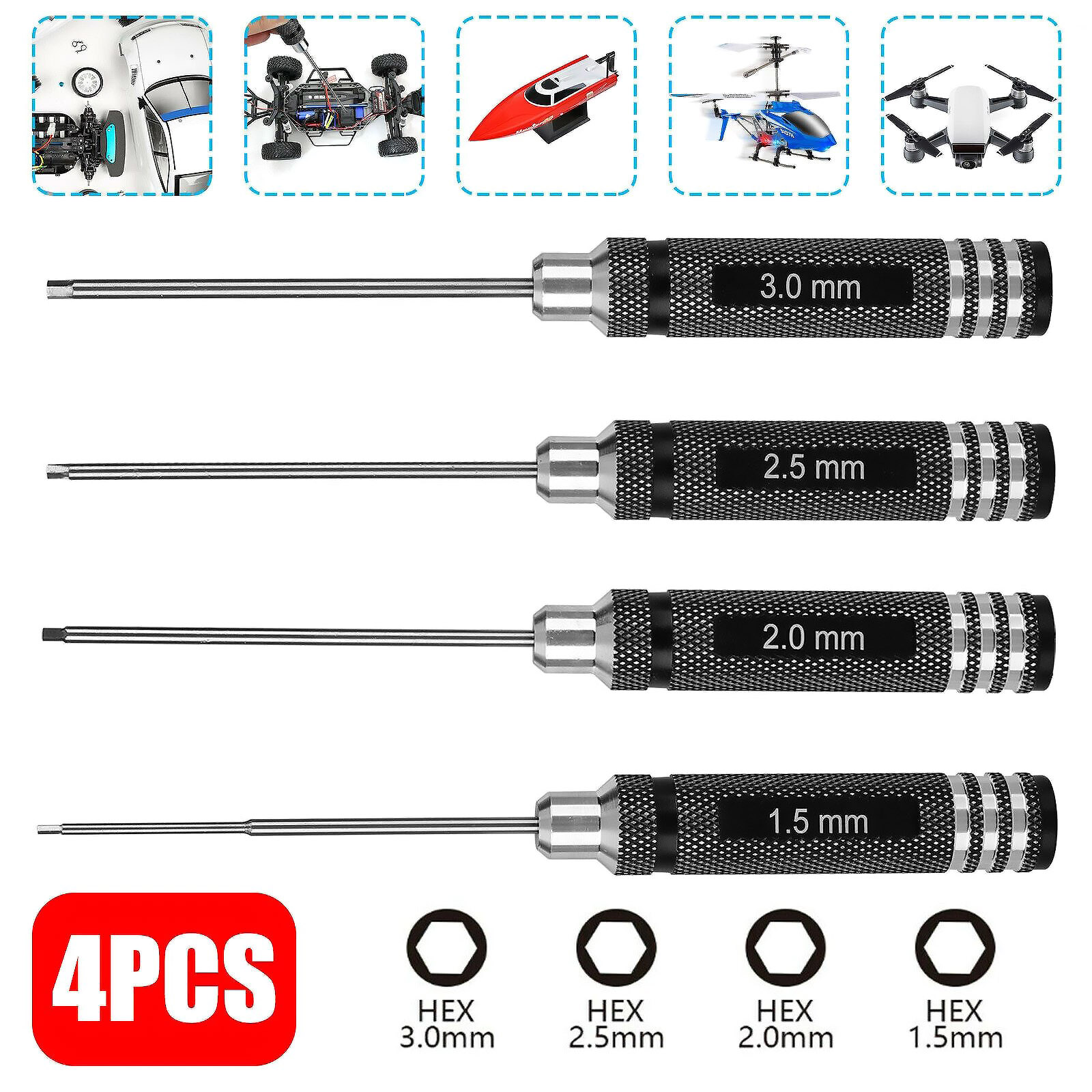Rc Helicopter Tool Kit - 4 Teile/los RC Werkzeuge Sechskantmutter Schraubendreher-satz